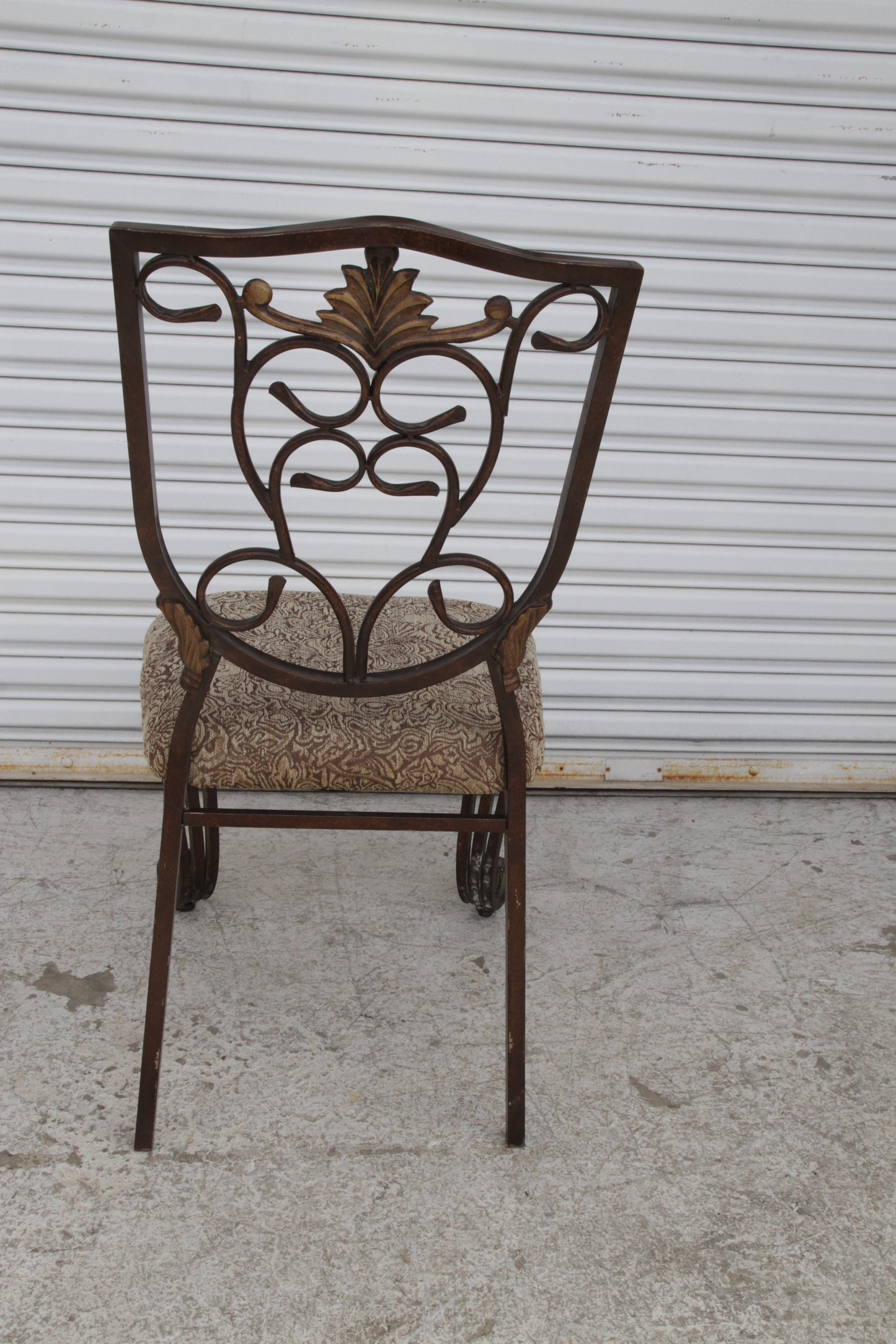 A Pair of Cafe Side Accent Wrought Iron Chairs