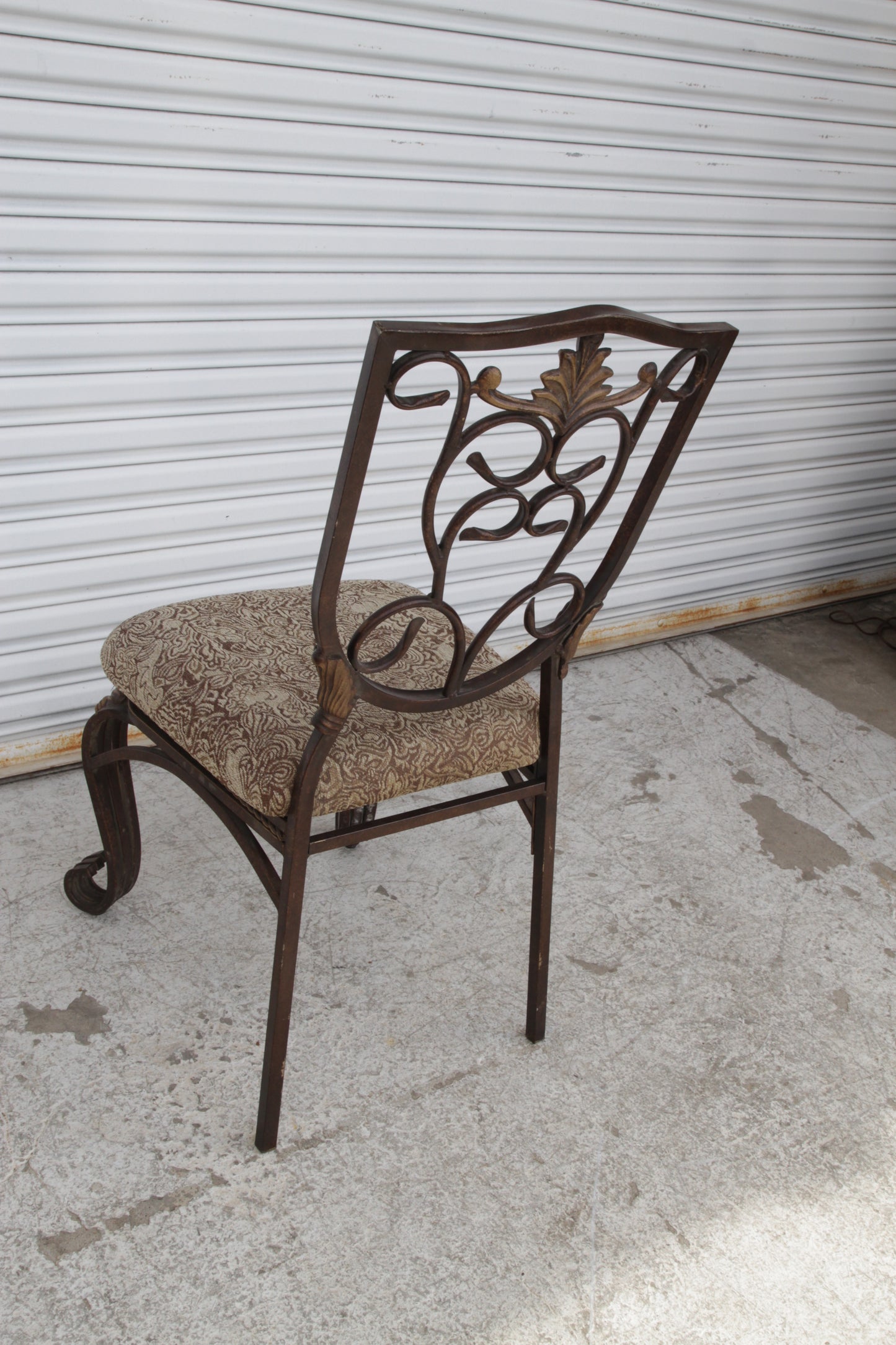 A Pair of Cafe Side Accent Wrought Iron Chairs