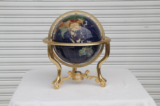 Pietra Dura and Brass Globe Attributed to Maitland Smith