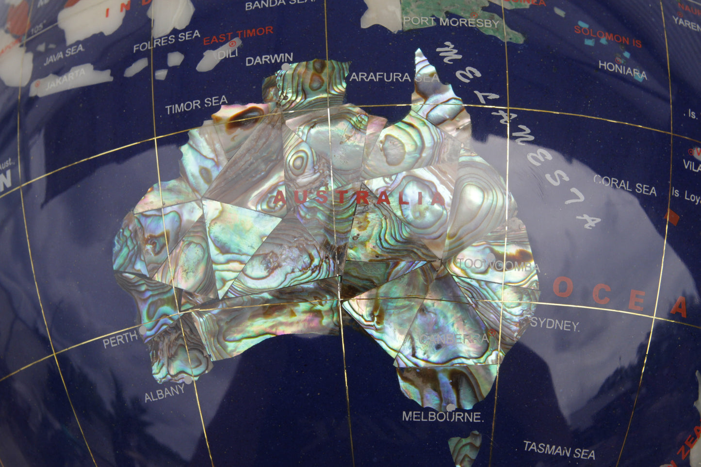 Pietra Dura and Brass Globe Attributed to Maitland Smith