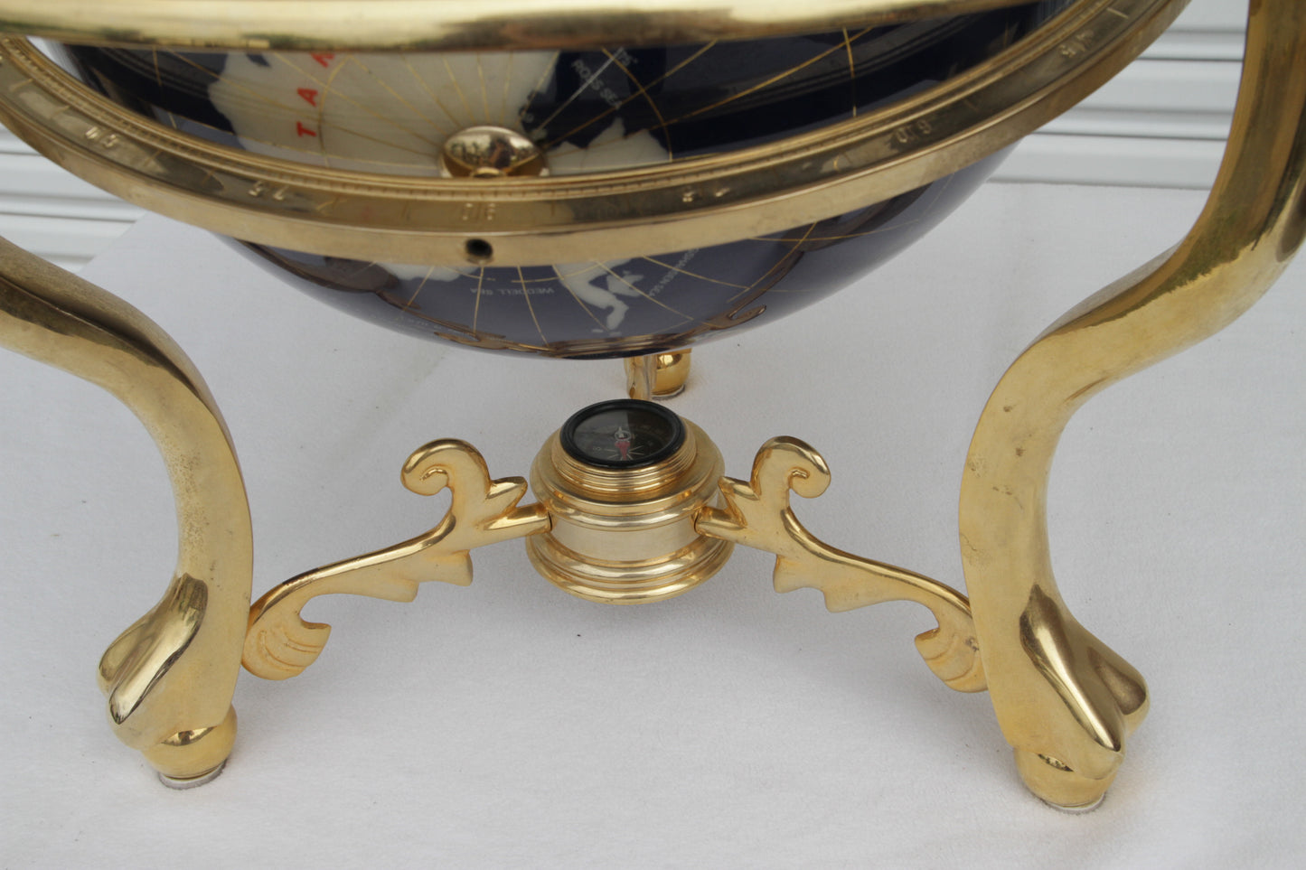 Pietra Dura and Brass Globe Attributed to Maitland Smith