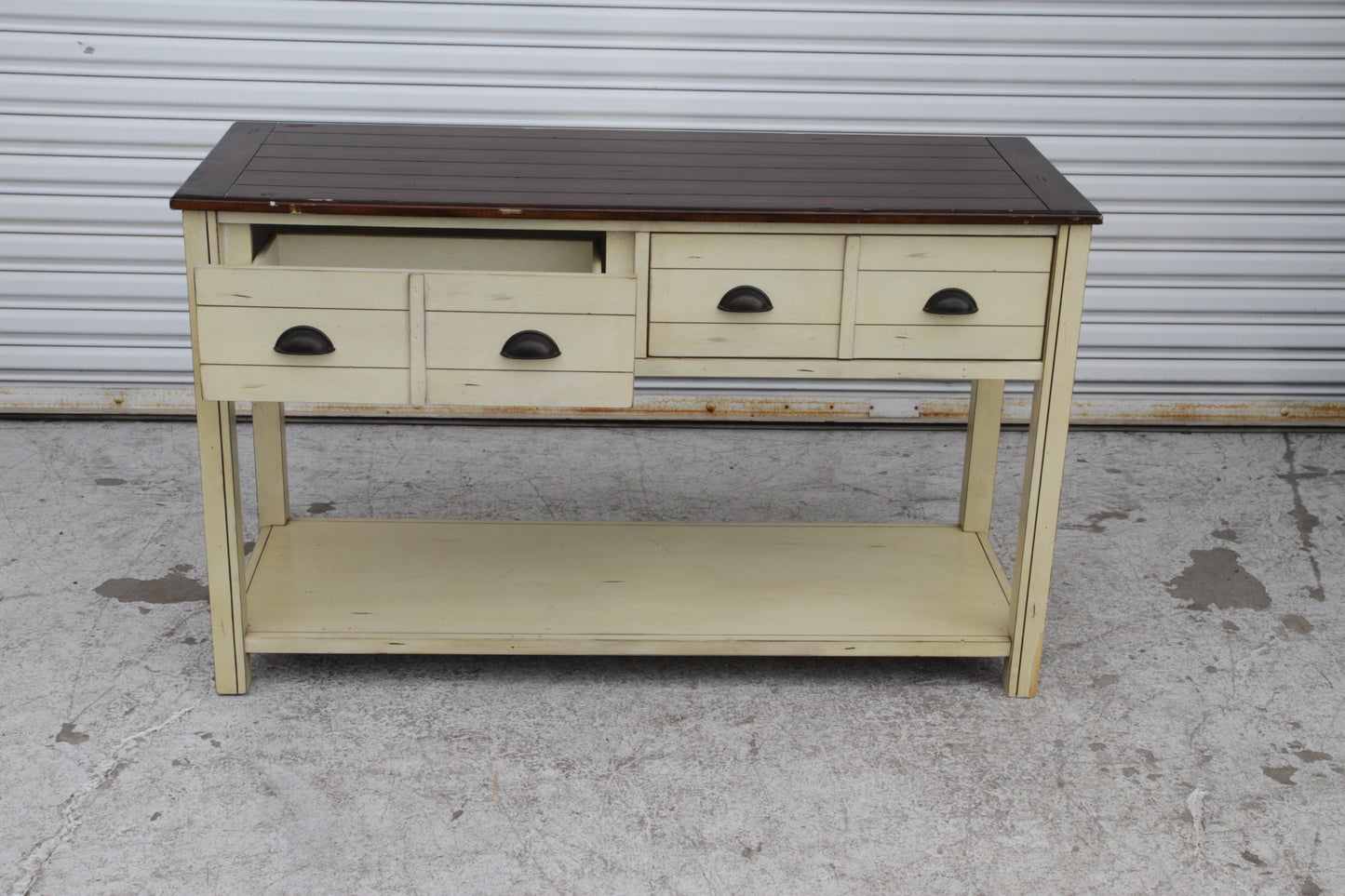 Bellhaven Coastal Cottage Alabaster Rectangular Storage Console Table