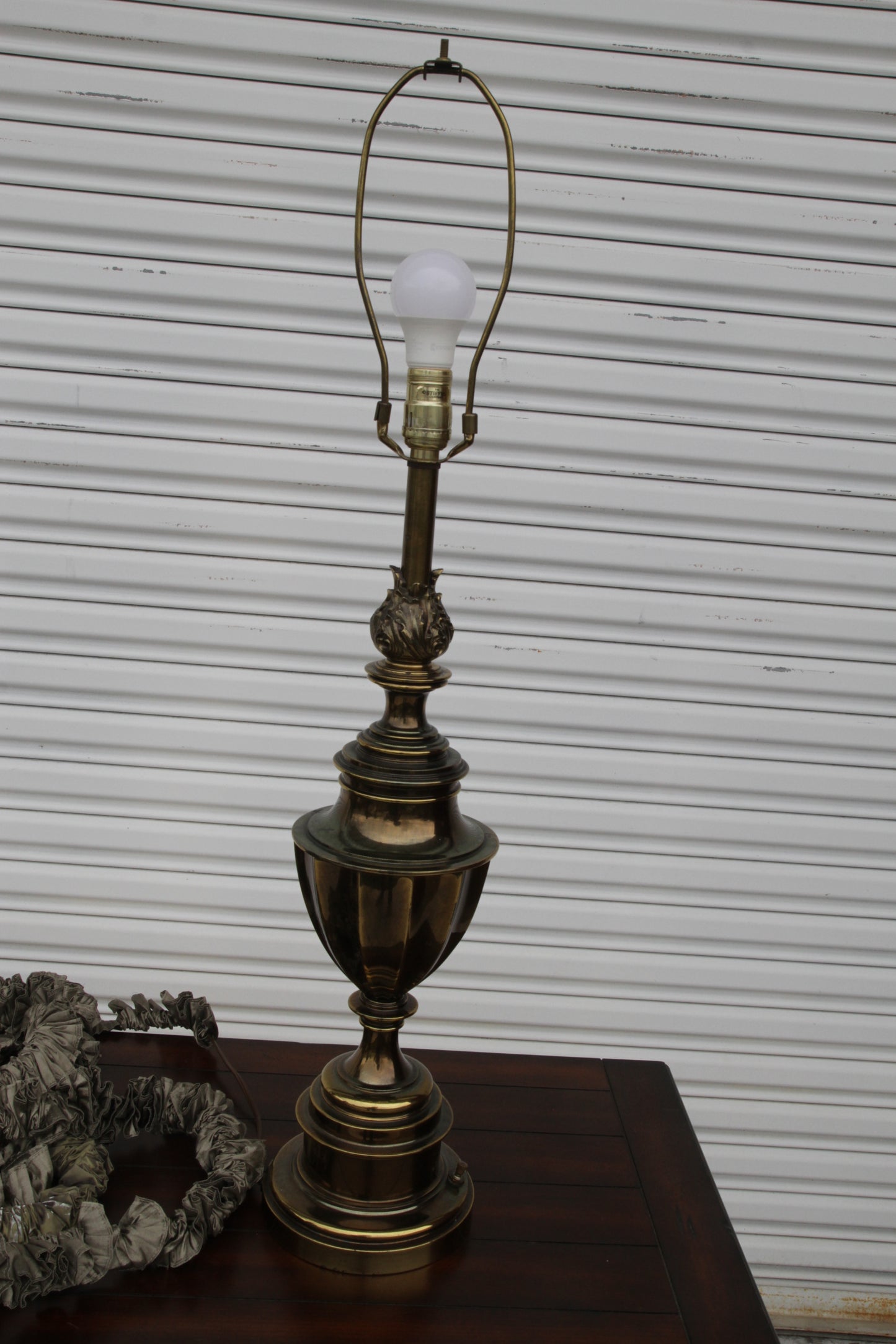 Pair of Solid Brass 12-Sided Trophy Urn Lamp