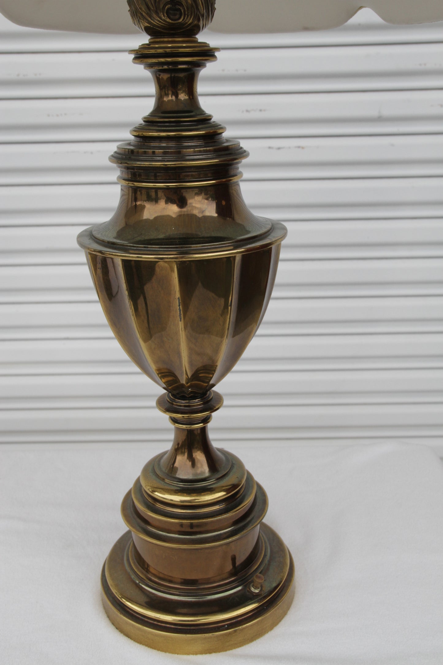Pair of Solid Brass 12-Sided Trophy Urn Lamp
