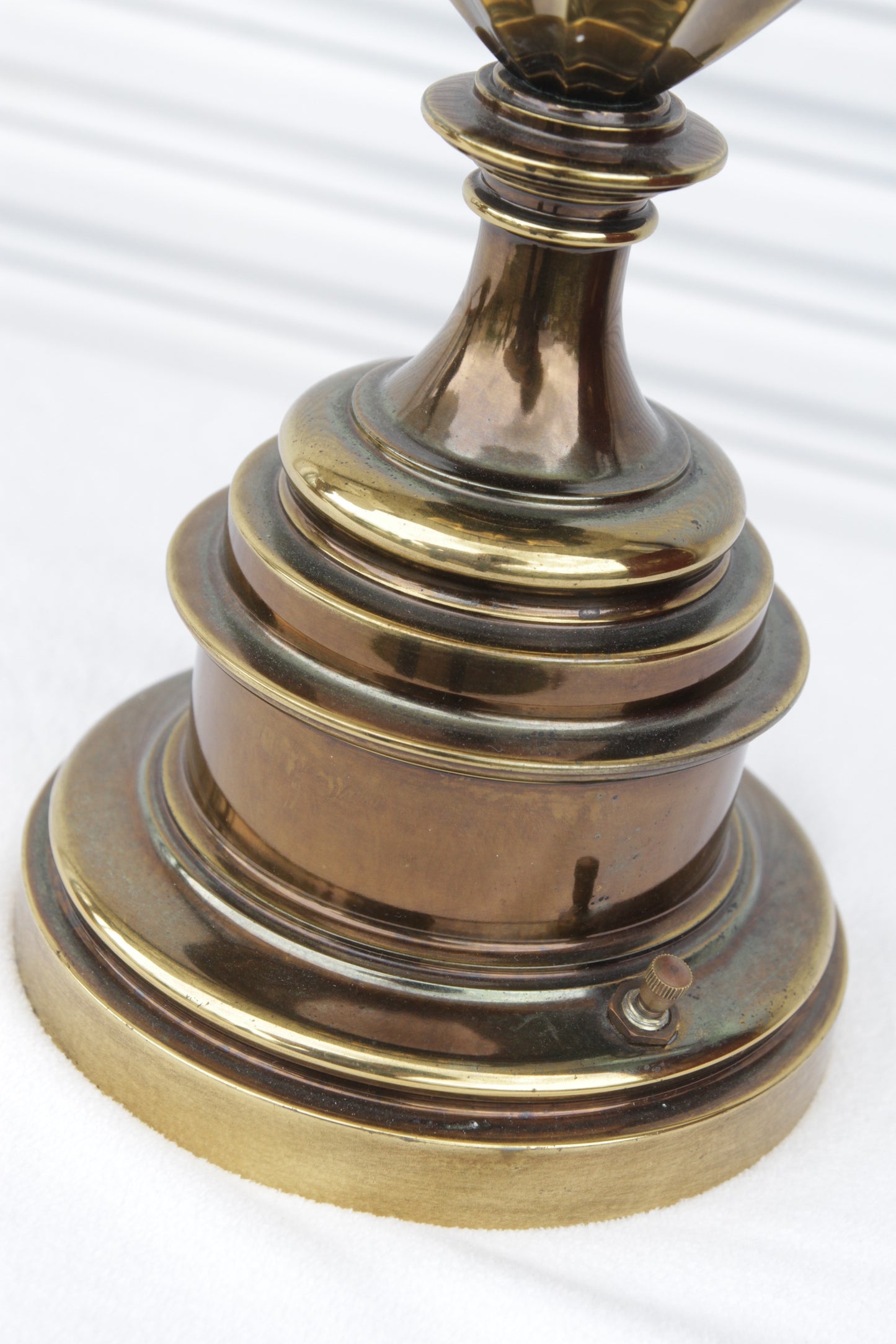Pair of Solid Brass 12-Sided Trophy Urn Lamp