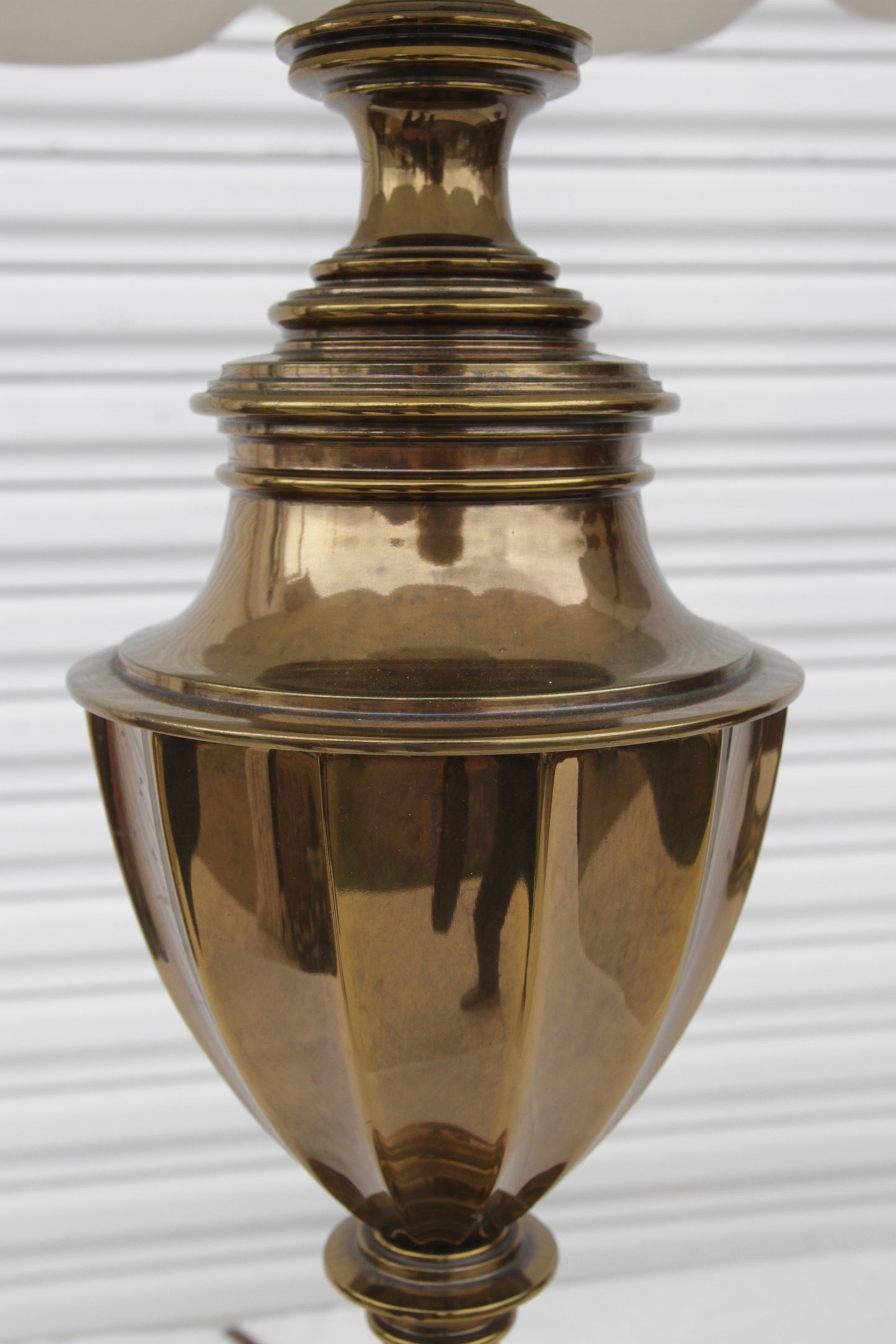 Pair of Solid Brass 12-Sided Trophy Urn Lamp