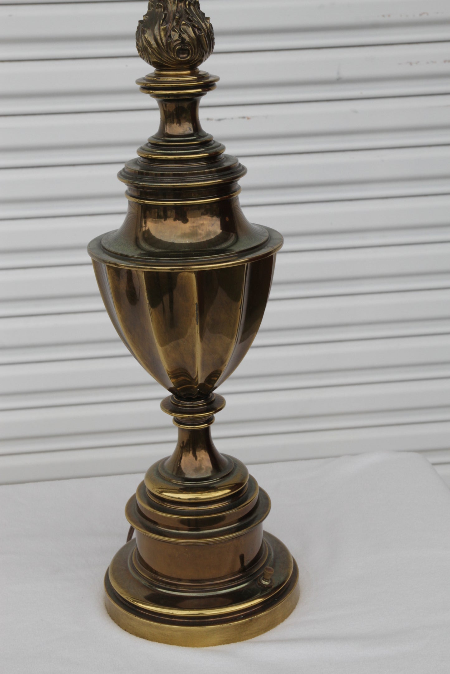 Pair of Solid Brass 12-Sided Trophy Urn Lamp