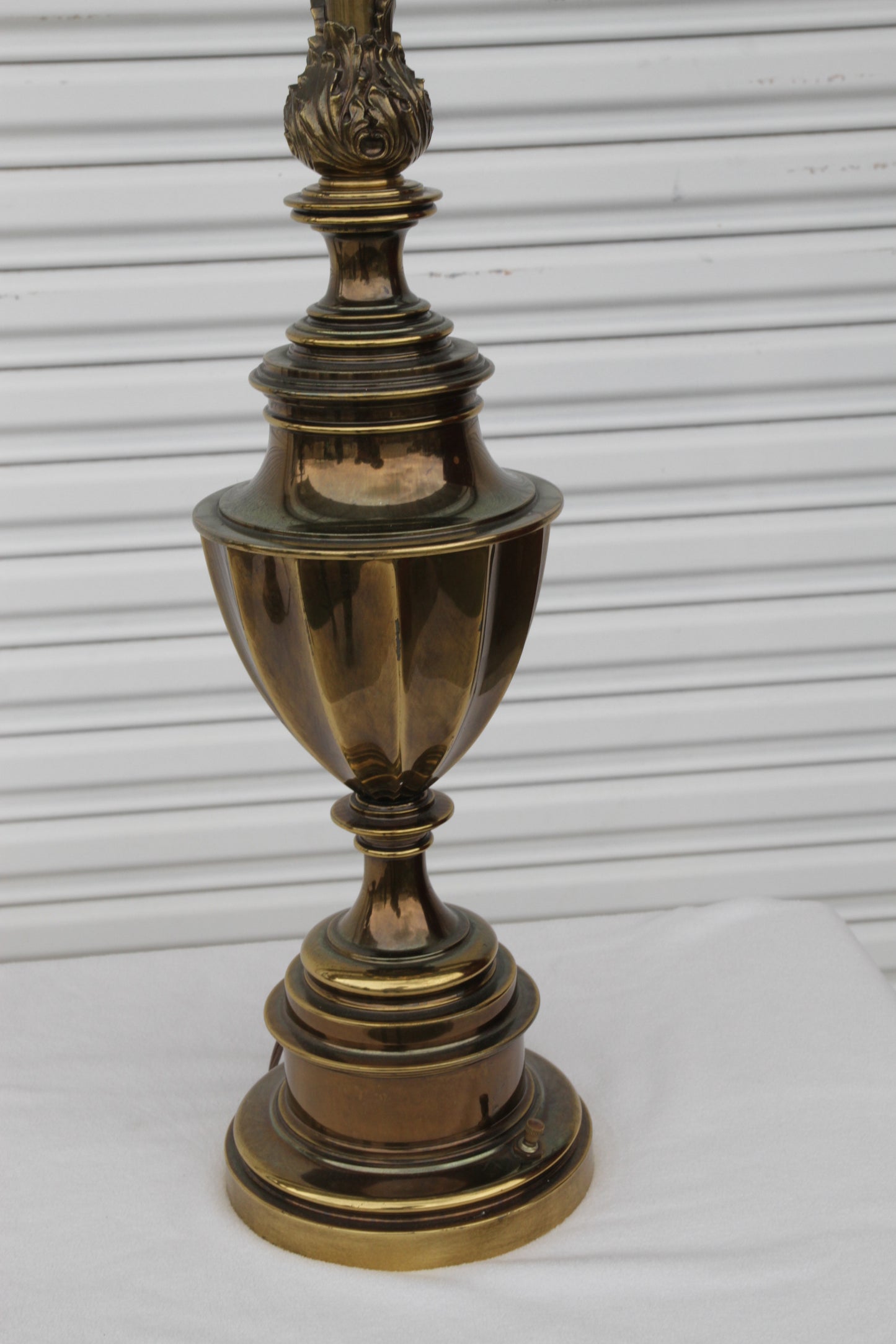 Pair of Solid Brass 12-Sided Trophy Urn Lamp
