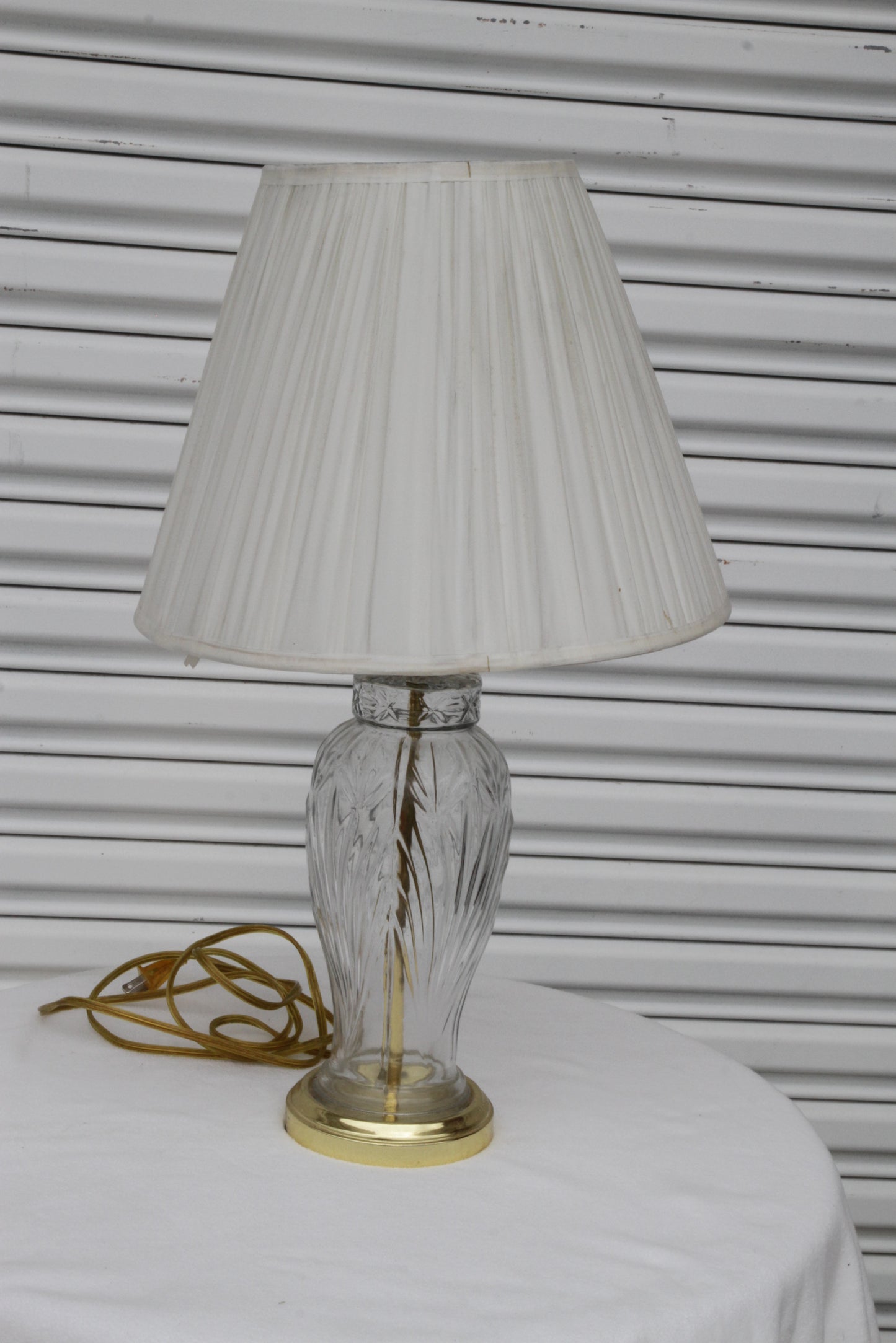 Hollywood Regency Brass & Crystal Glencar Table Lamp