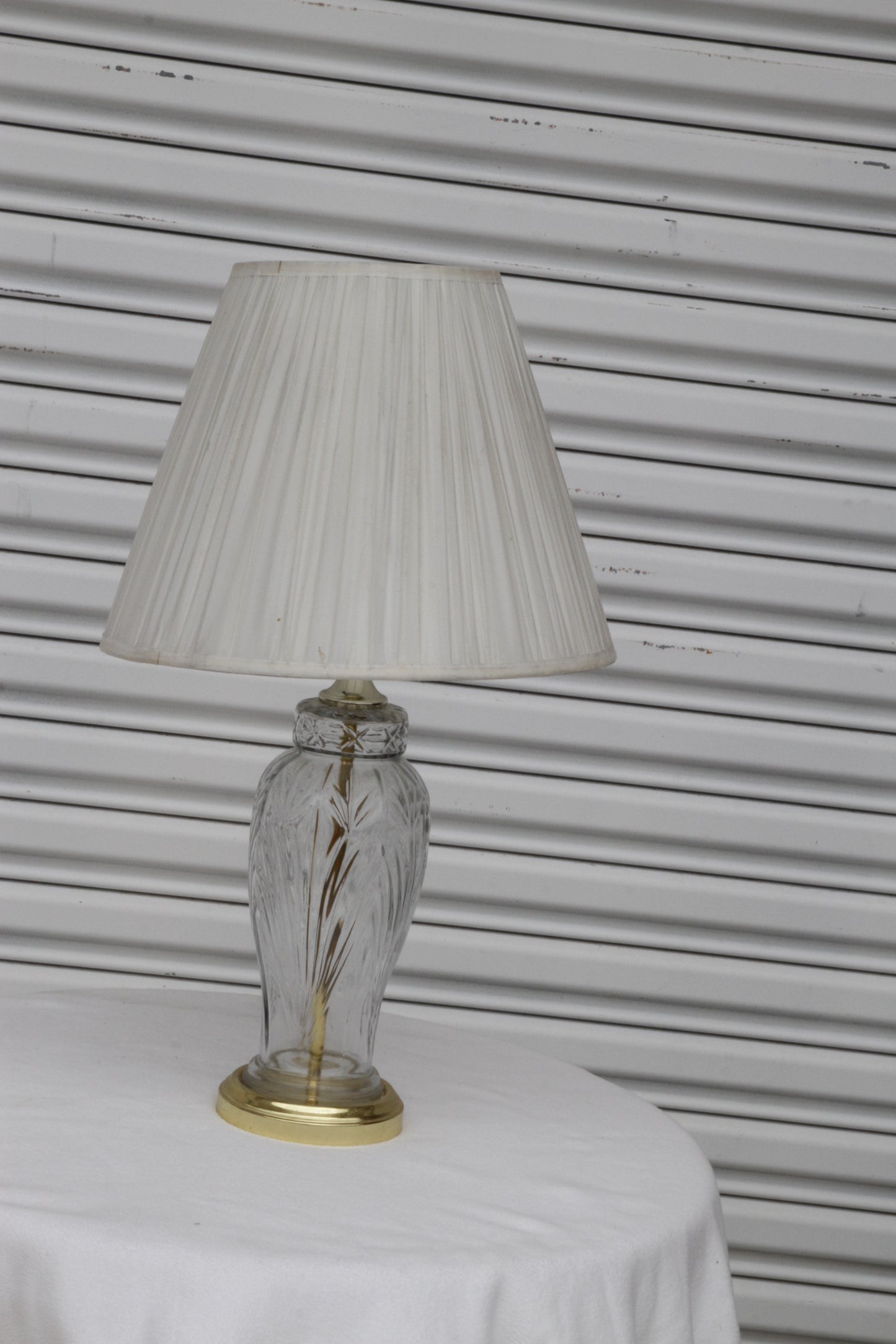 Hollywood Regency Brass & Crystal Glencar Table Lamp