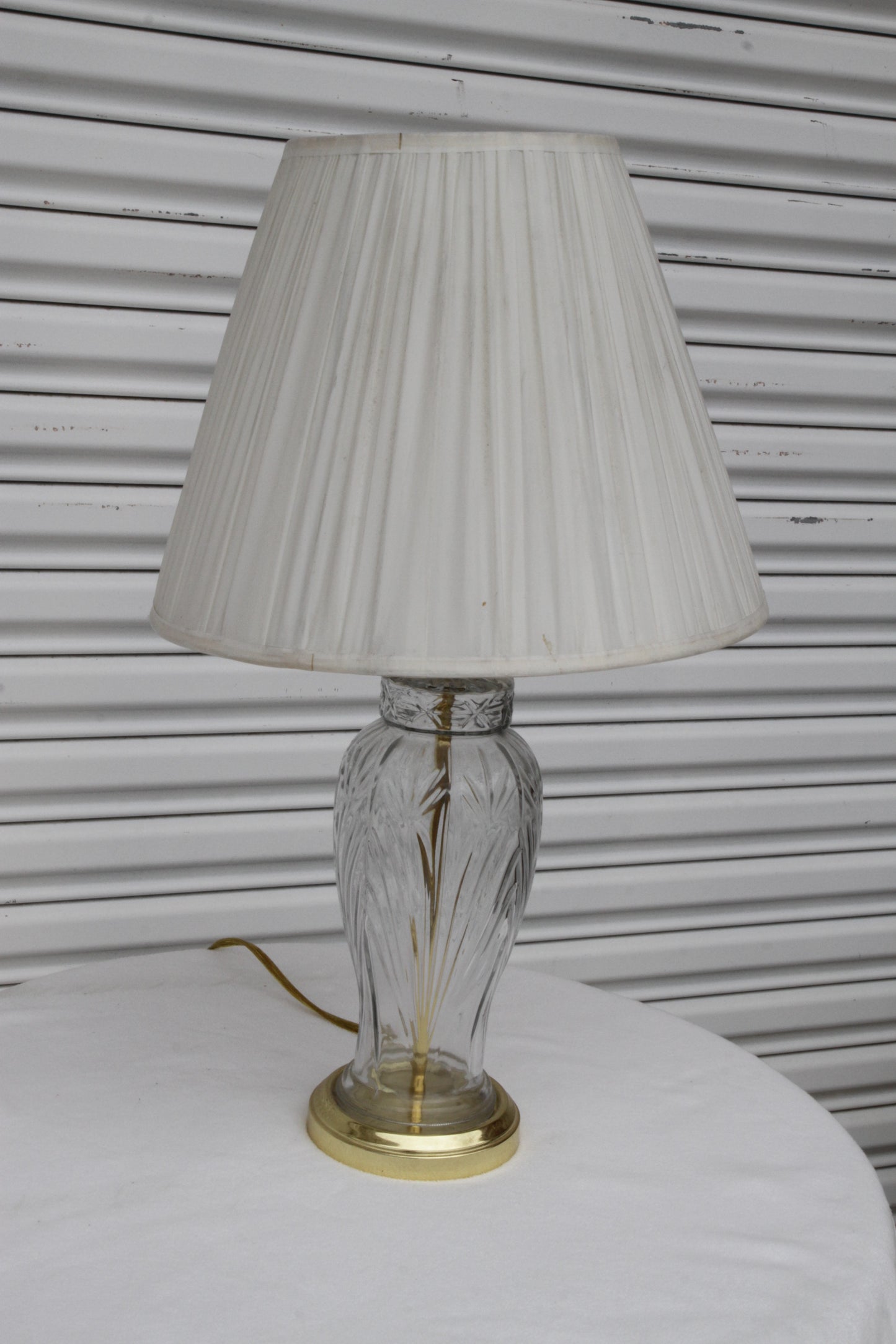 Hollywood Regency Brass & Crystal Glencar Table Lamp