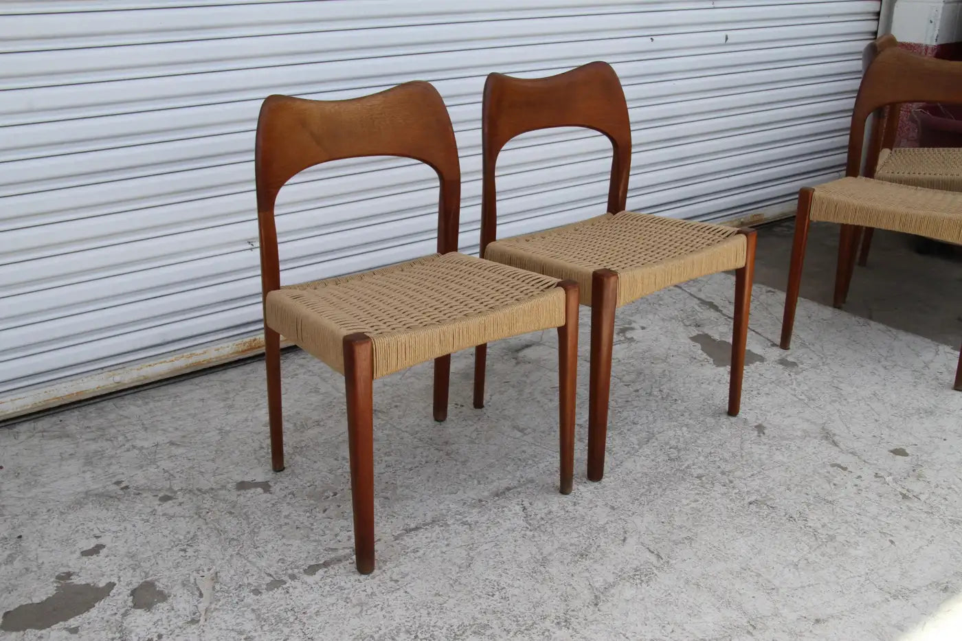 Elegant teak and papercord chairs by Mogens Kold