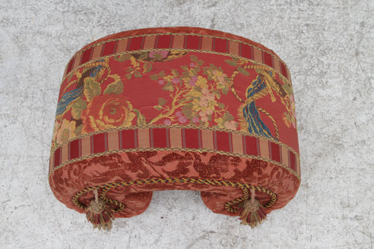 1980s Postmodern Chinoiserie Scroll Footstool