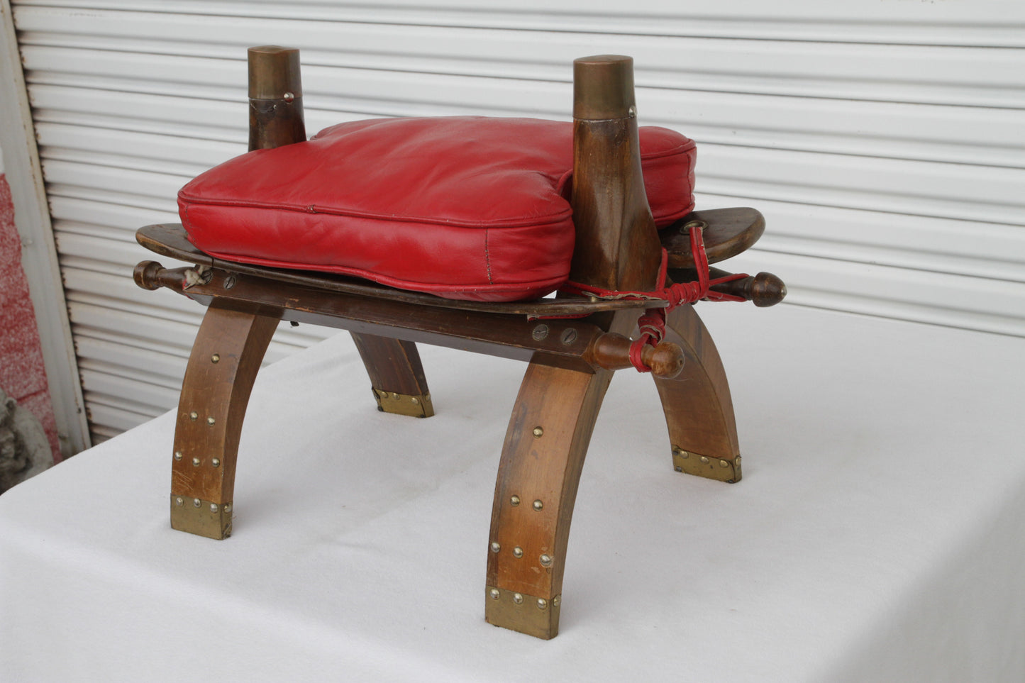 Moroccan Leather Camel Saddle Stool