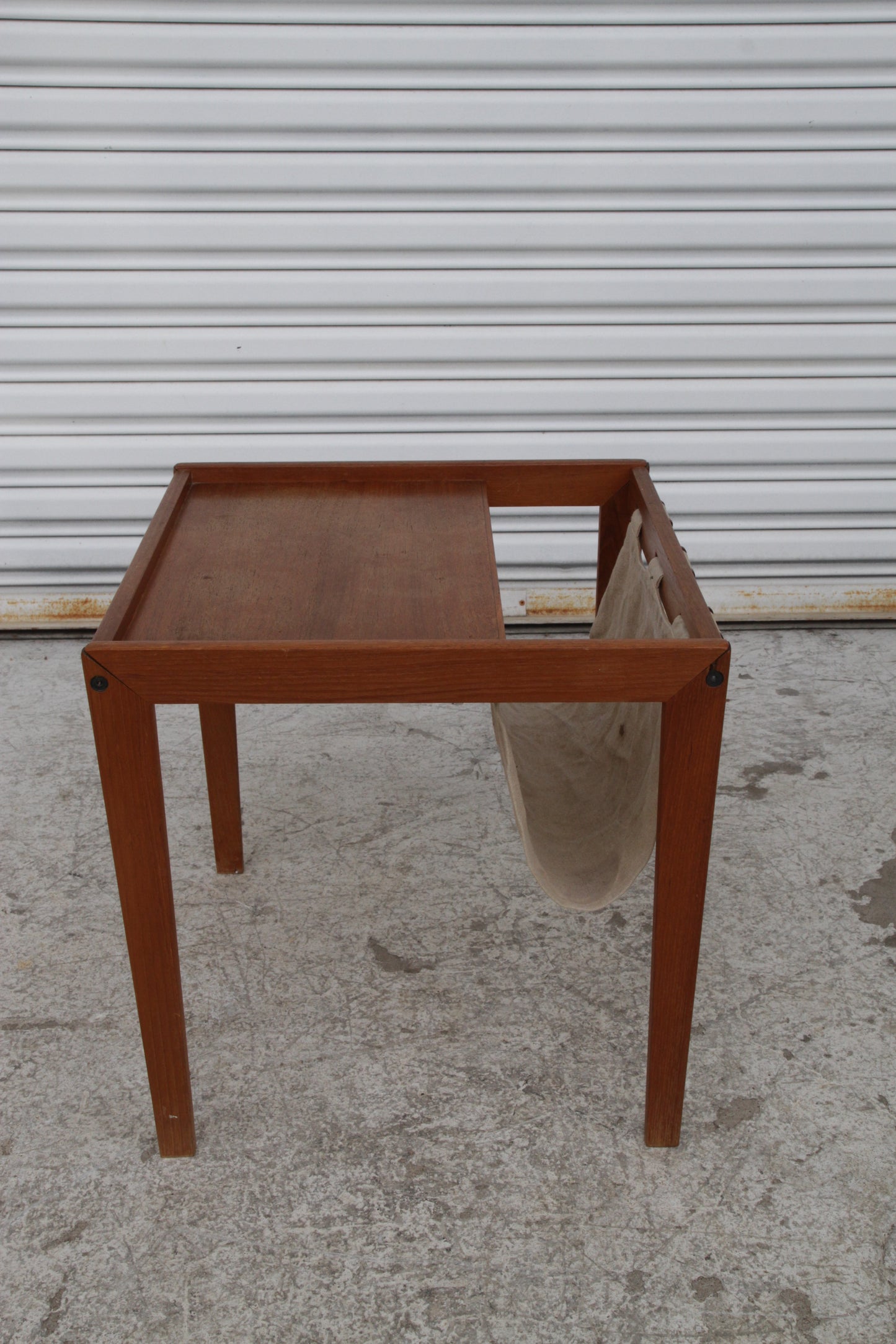Danish Modern Magazine Table with Canvas Sling