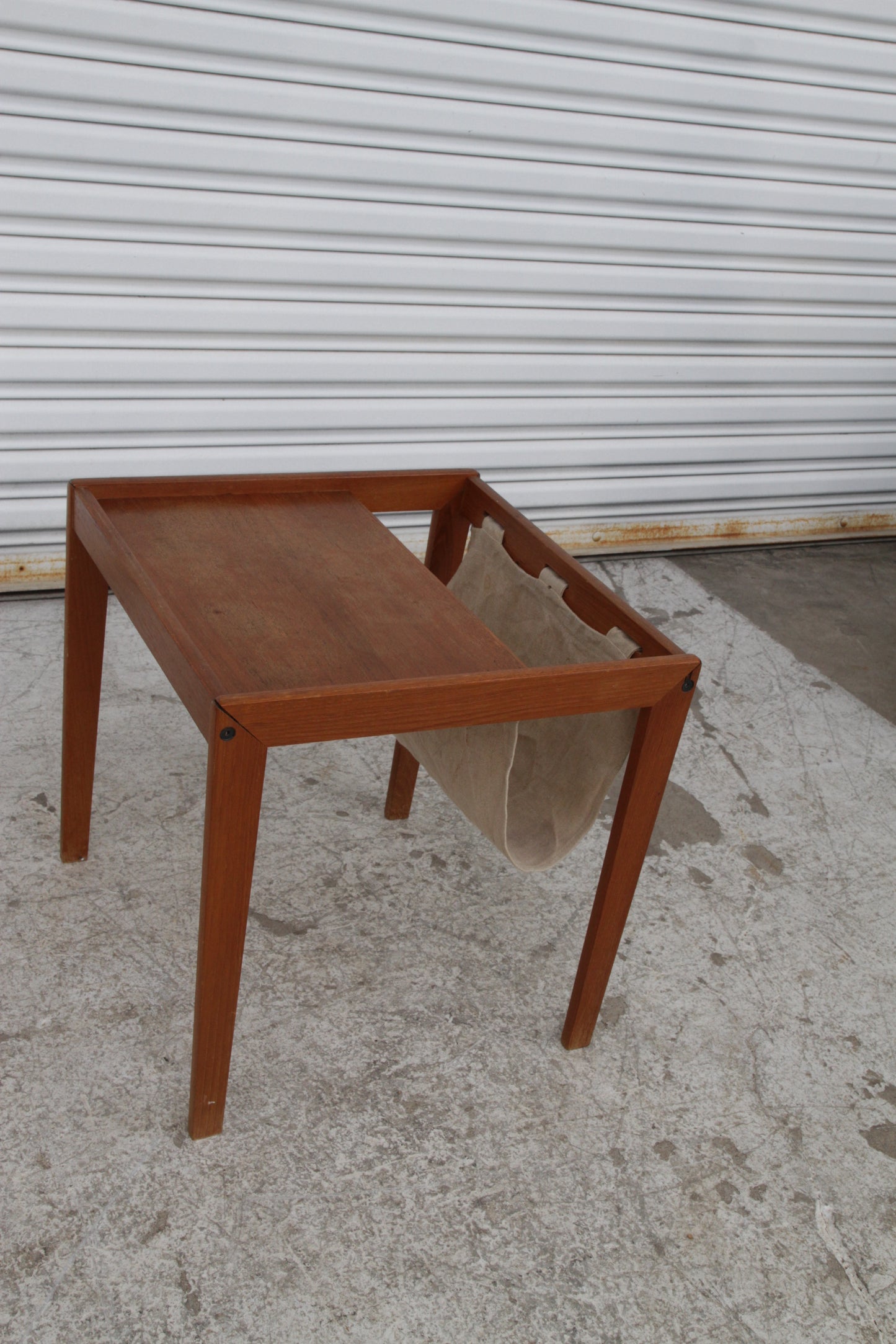 Danish Modern Magazine Table with Canvas Sling