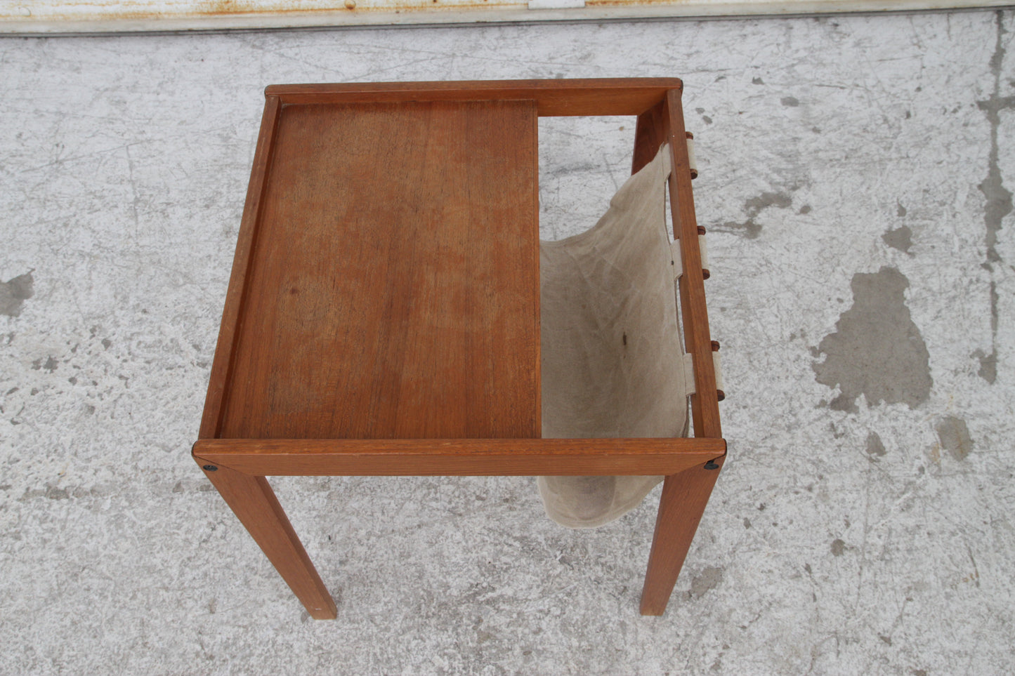 Danish Modern Magazine Table with Canvas Sling
