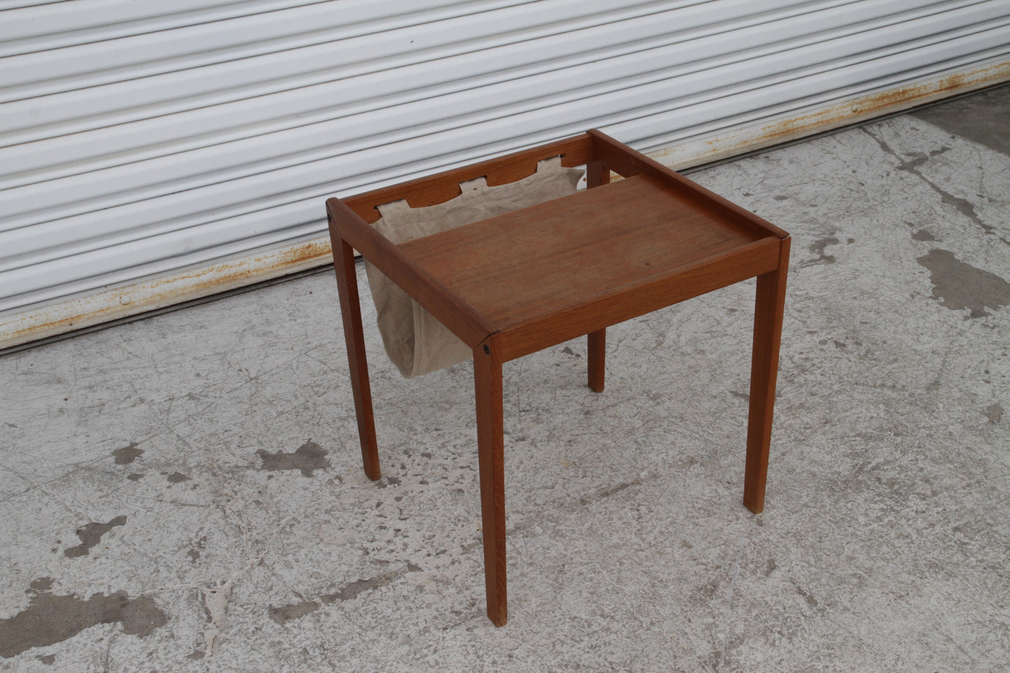 Danish Modern Magazine Table with Canvas Sling