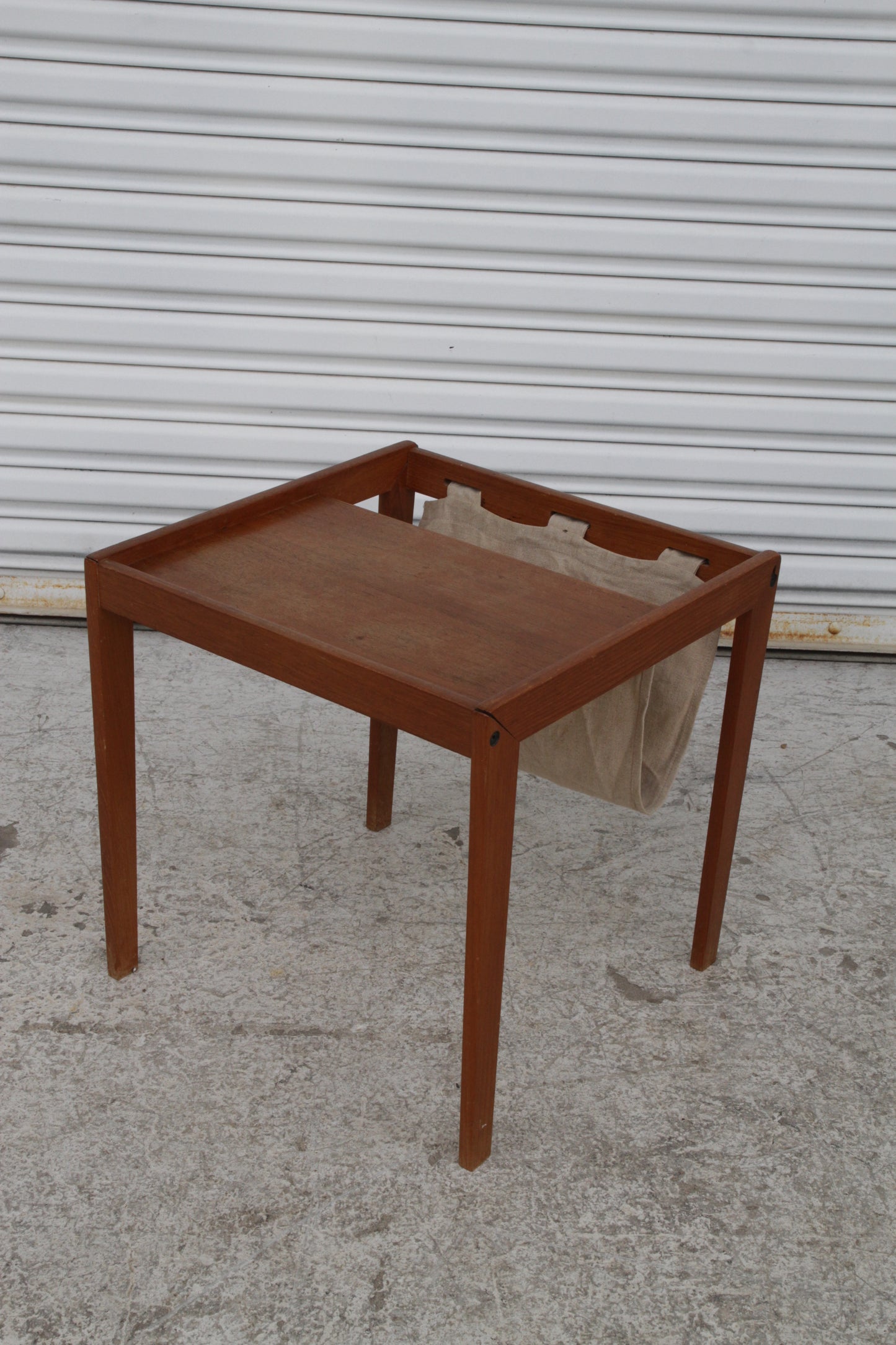Danish Modern Magazine Table with Canvas Sling