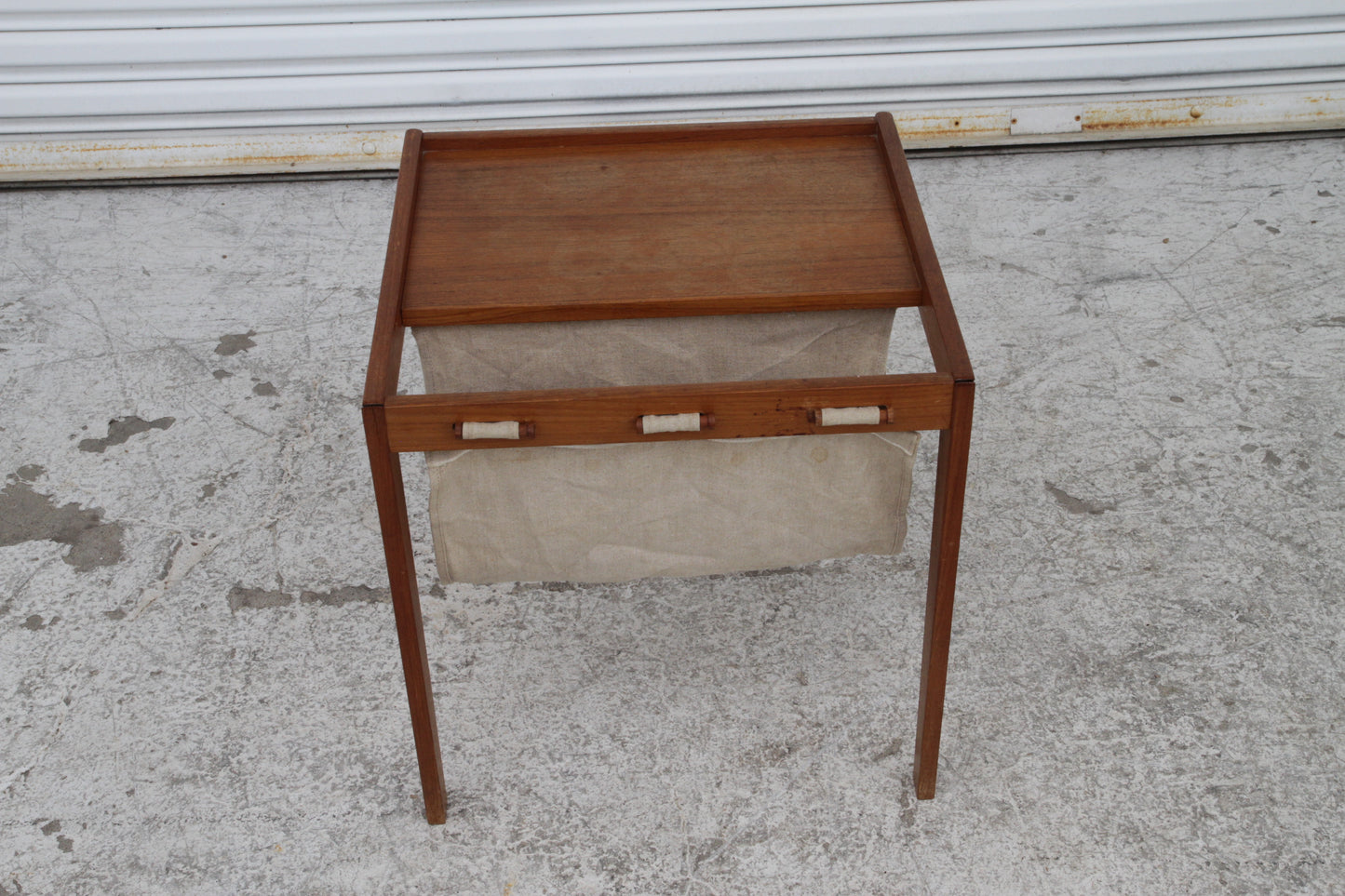 Danish Modern Magazine Table with Canvas Sling