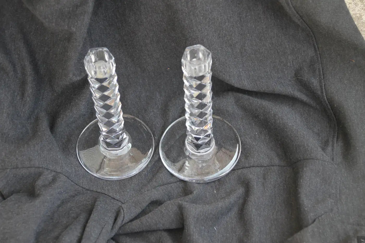 Elegant Orrefors Swedish crystal candlesticks