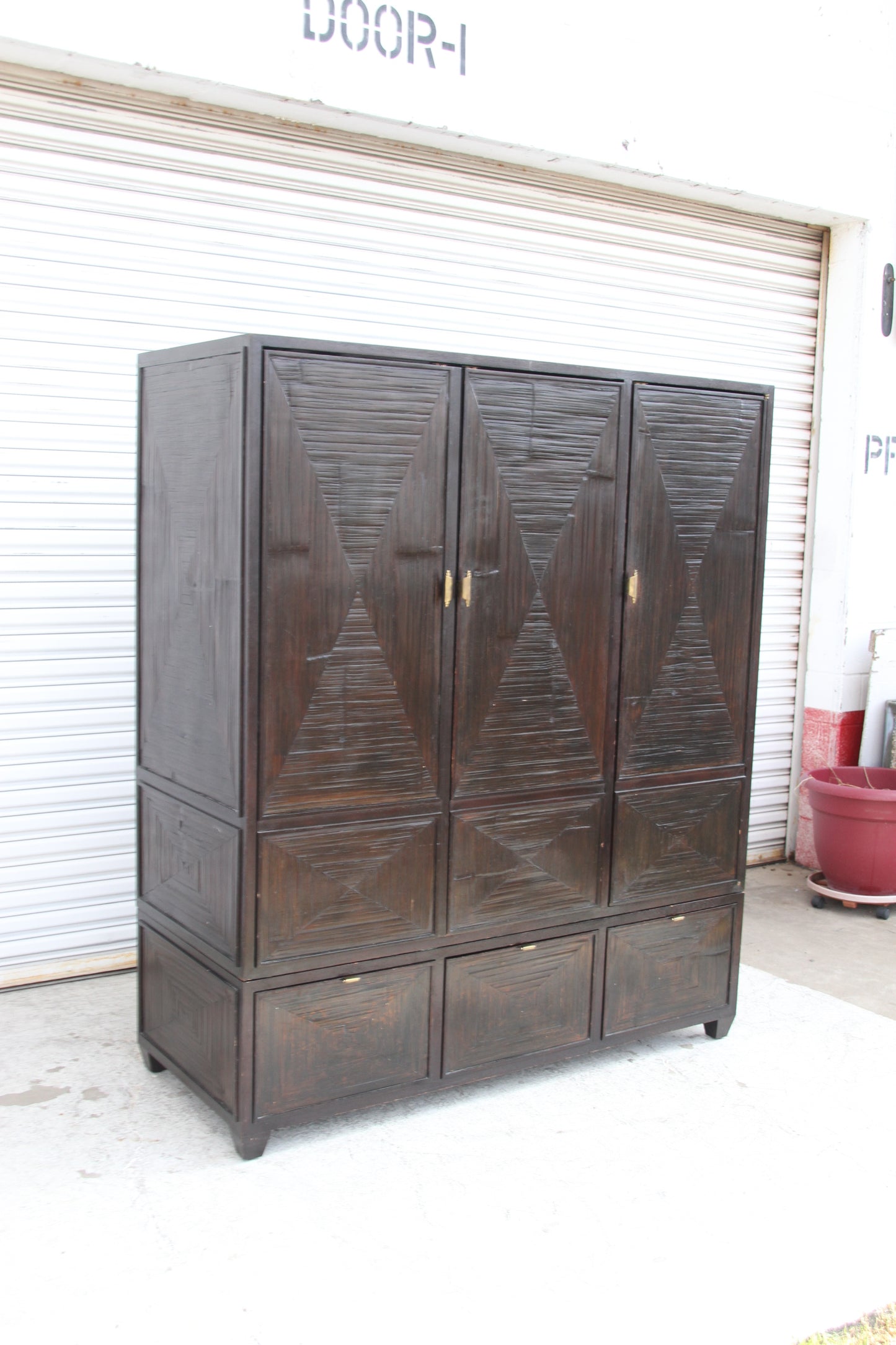 McGuire Style Crushed Bamboo Media Armoire