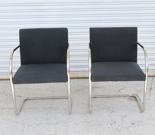 Brno Black Fabric Tubular Dining Chairs by Knoll, Set of 2