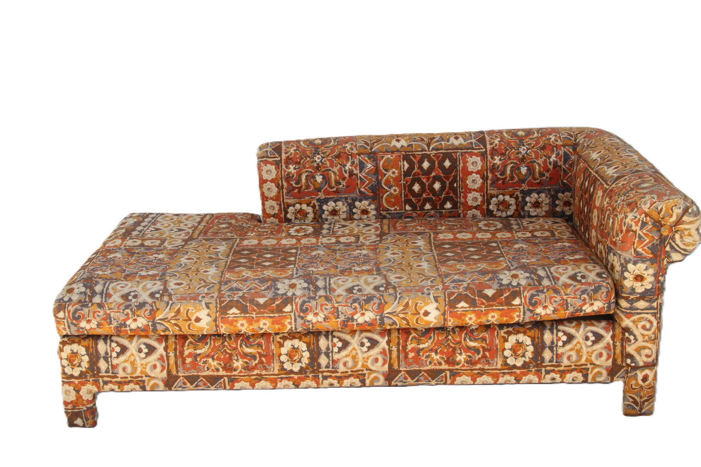 Retro Floral Chaise Lounge in Orange
