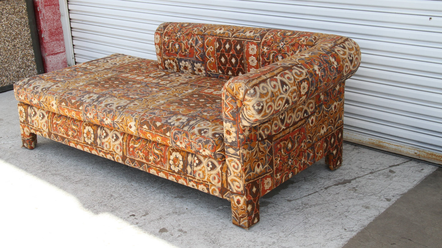 Retro Floral Chaise Lounge in Orange
