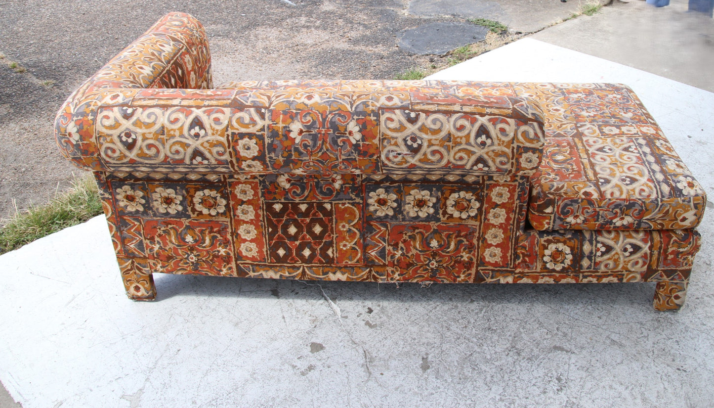 Retro Floral Chaise Lounge in Orange