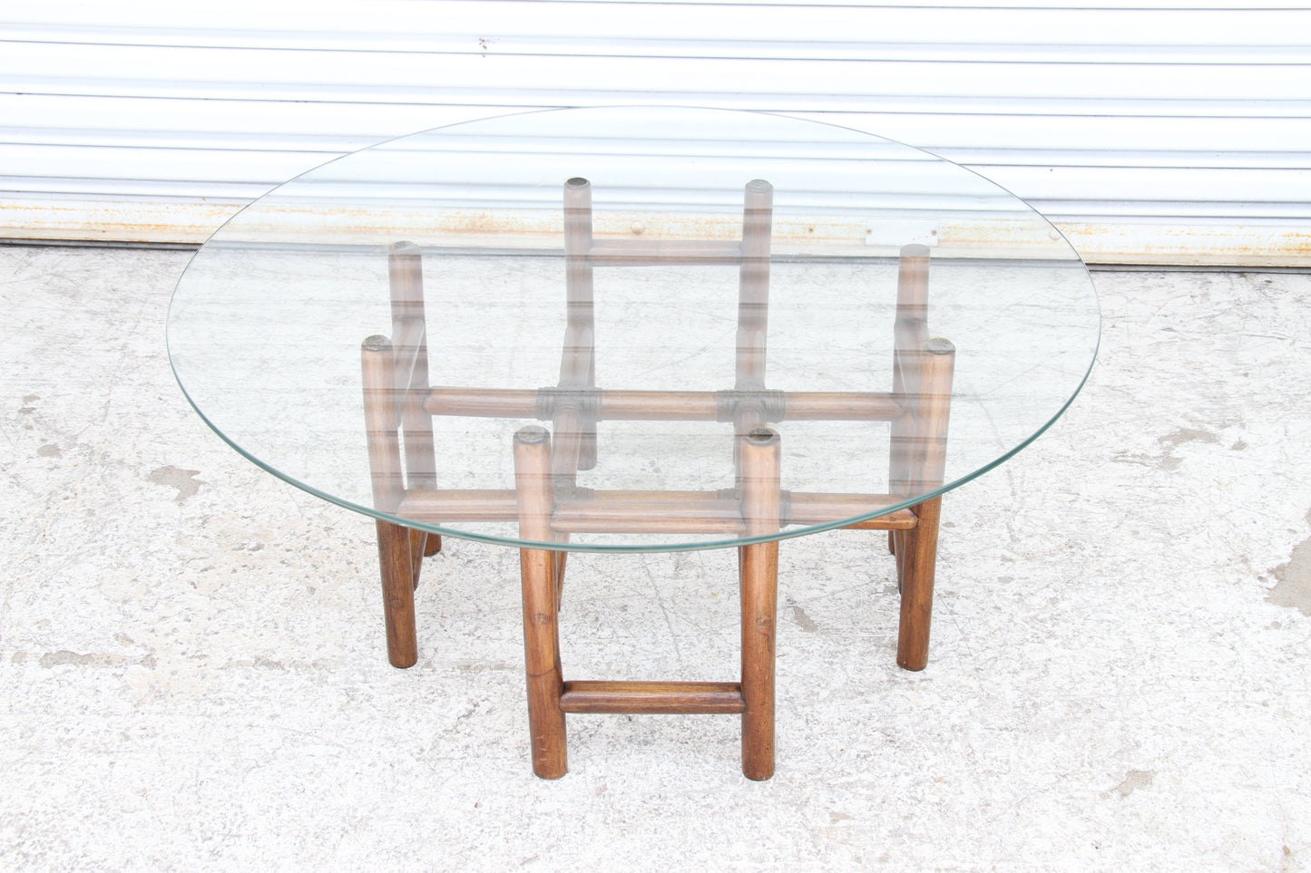 Vintage Bamboo and Leather with Glass Top