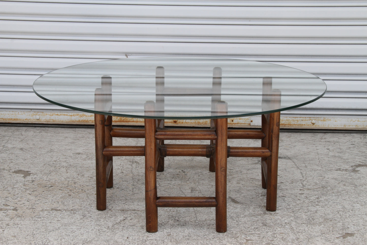 Vintage Bamboo and Leather with Glass Top