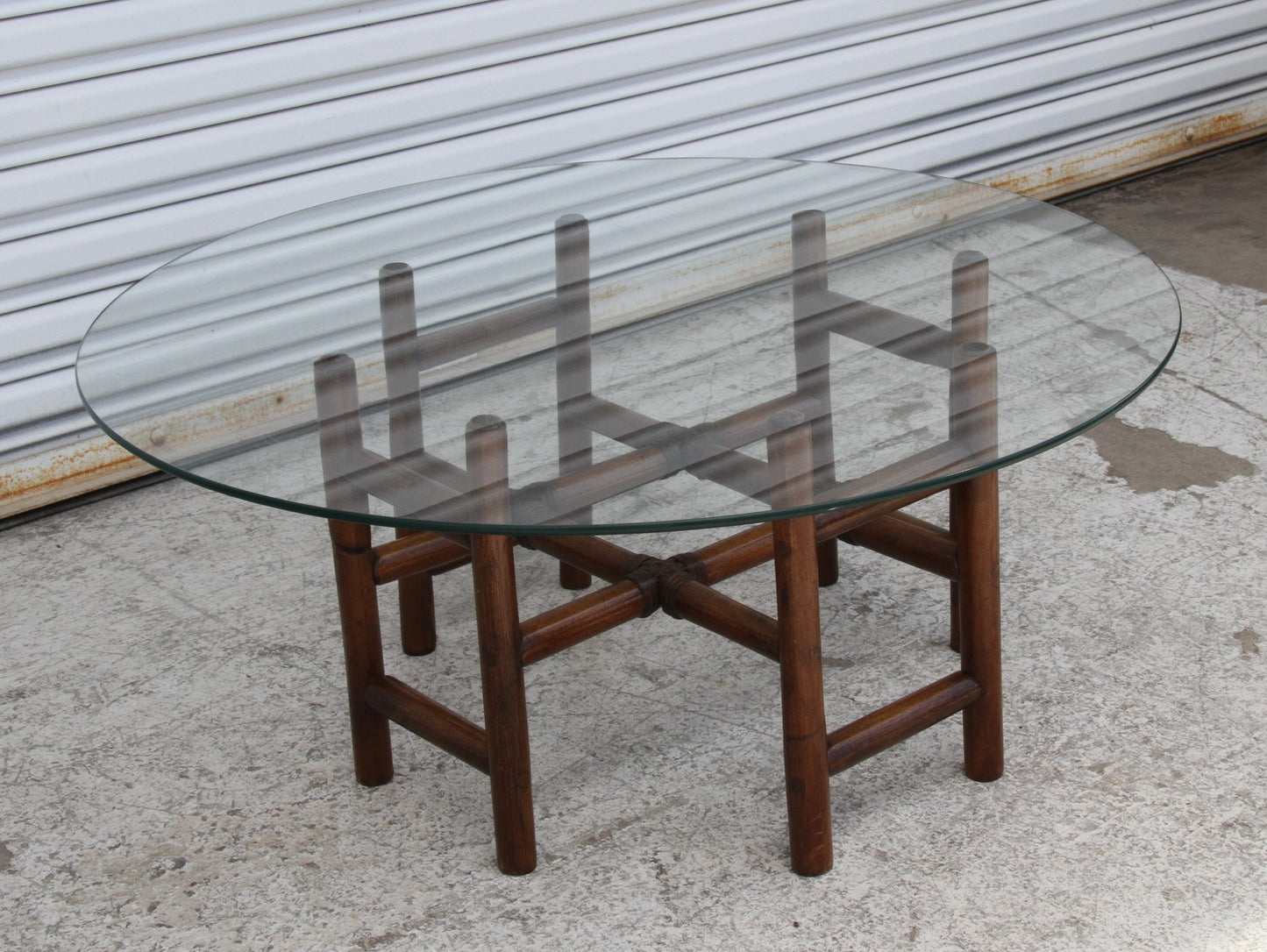 Vintage Bamboo and Leather with Glass Top