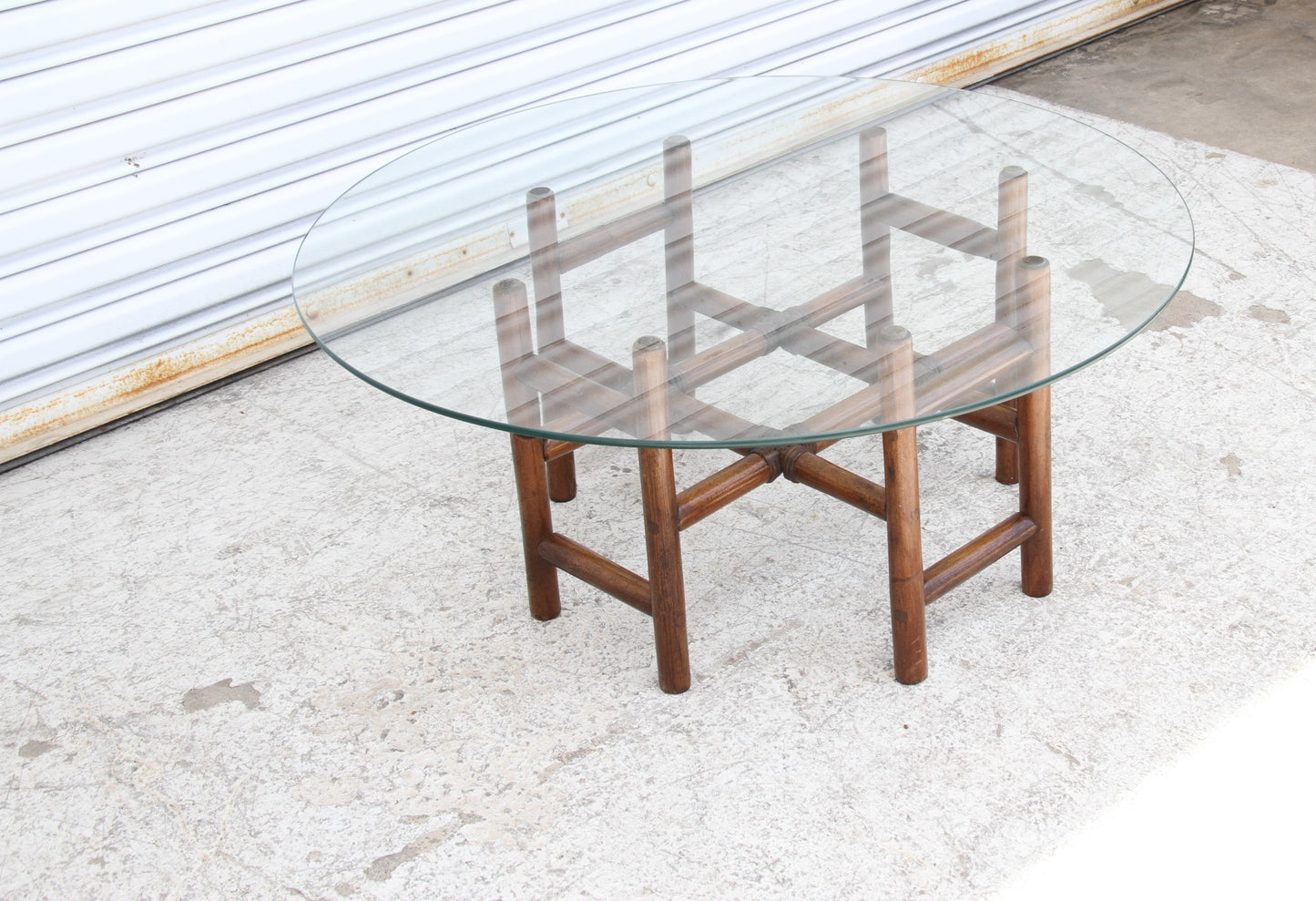 Vintage Bamboo and Leather with Glass Top