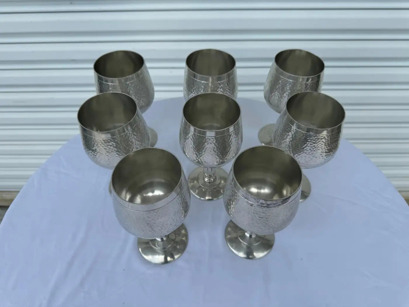 Set of 8 Pura Tin Hammered Goblets