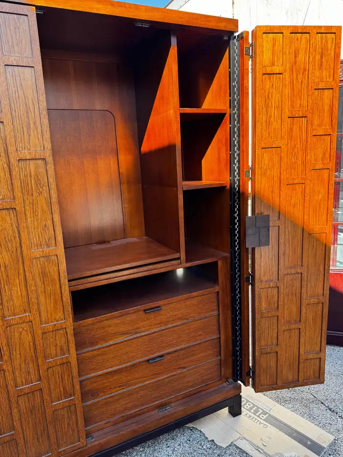 Coastal bedroom walnut storage cabinet