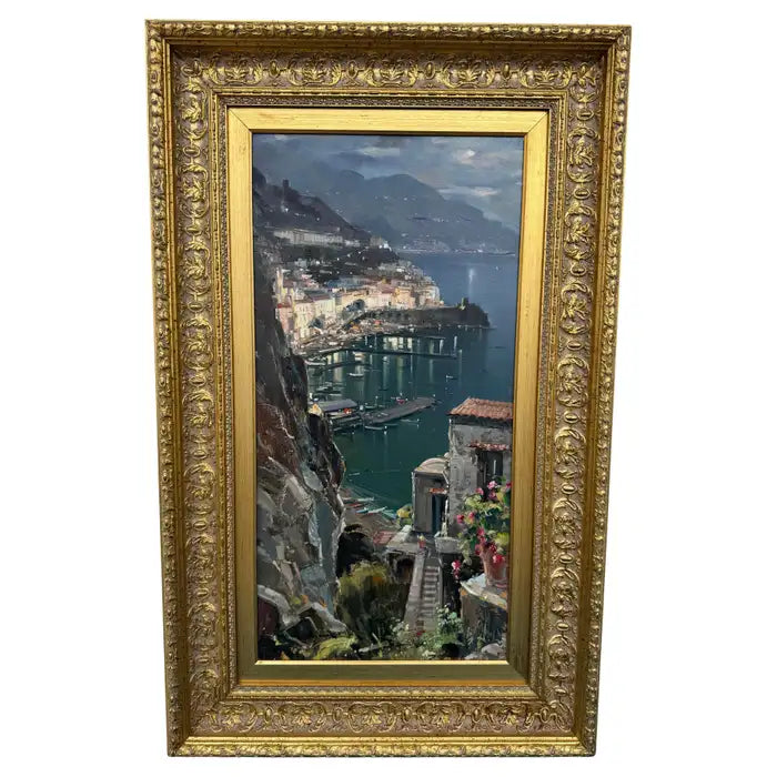 Italian coastal oil painting scenic seaside landscape artwork