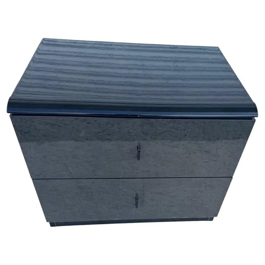 Italian modern black lacquer bedside cabinet