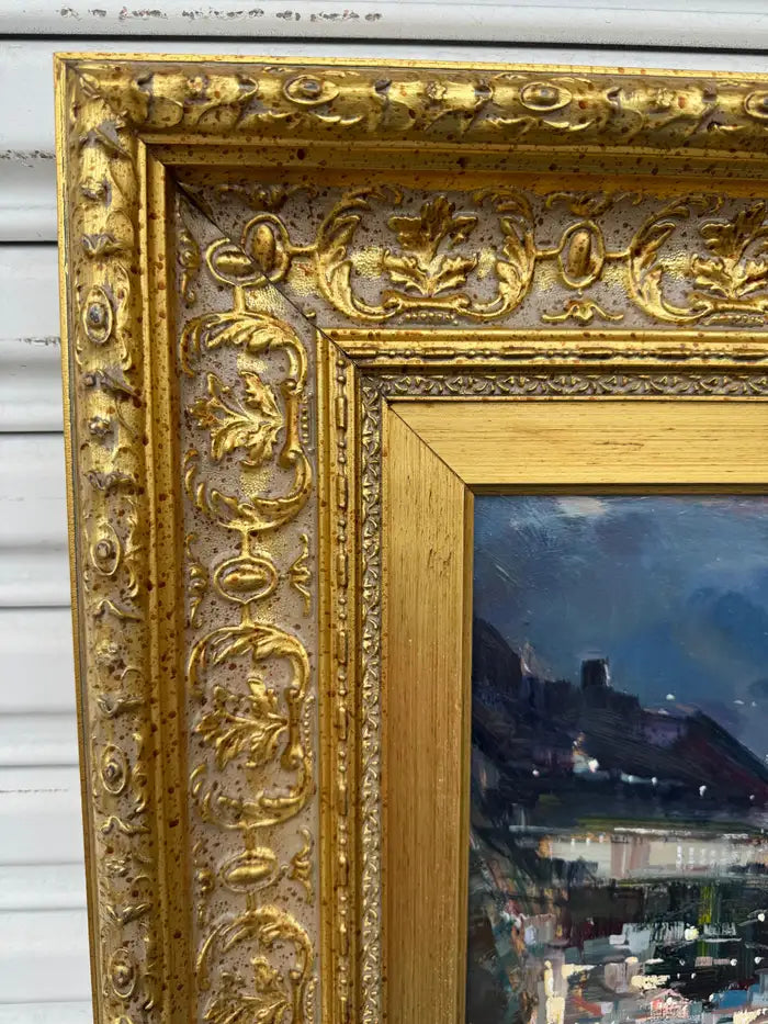 European seaside oil painting vintage wall art décor