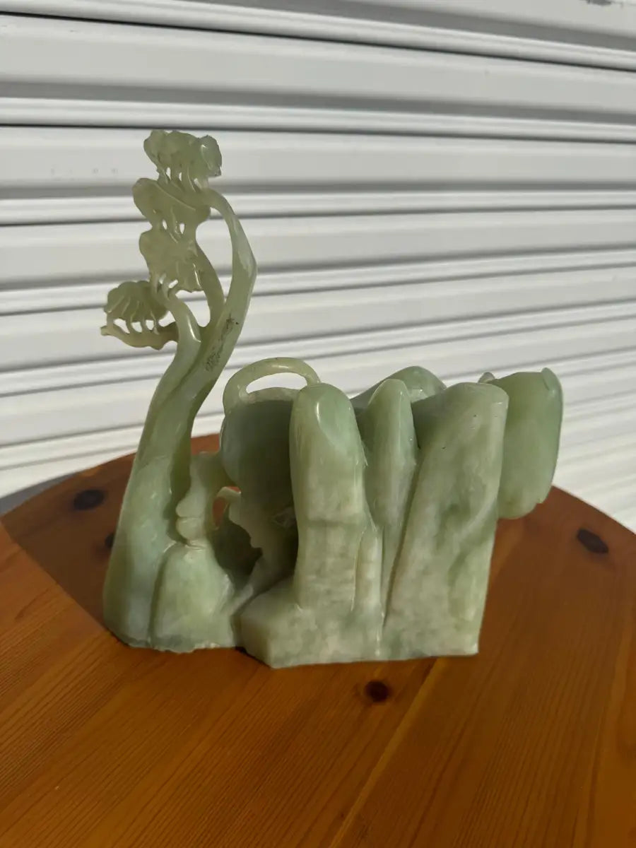 Handcrafted jade animal sculpture farm scene décor