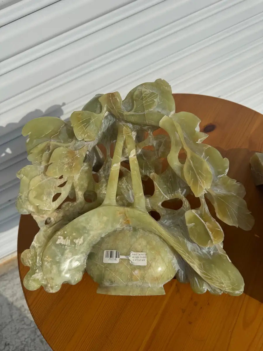 Ornamental jade carving fruit and bird design decor