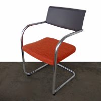 Modern Knoll cantilever office arm chair red upholstery