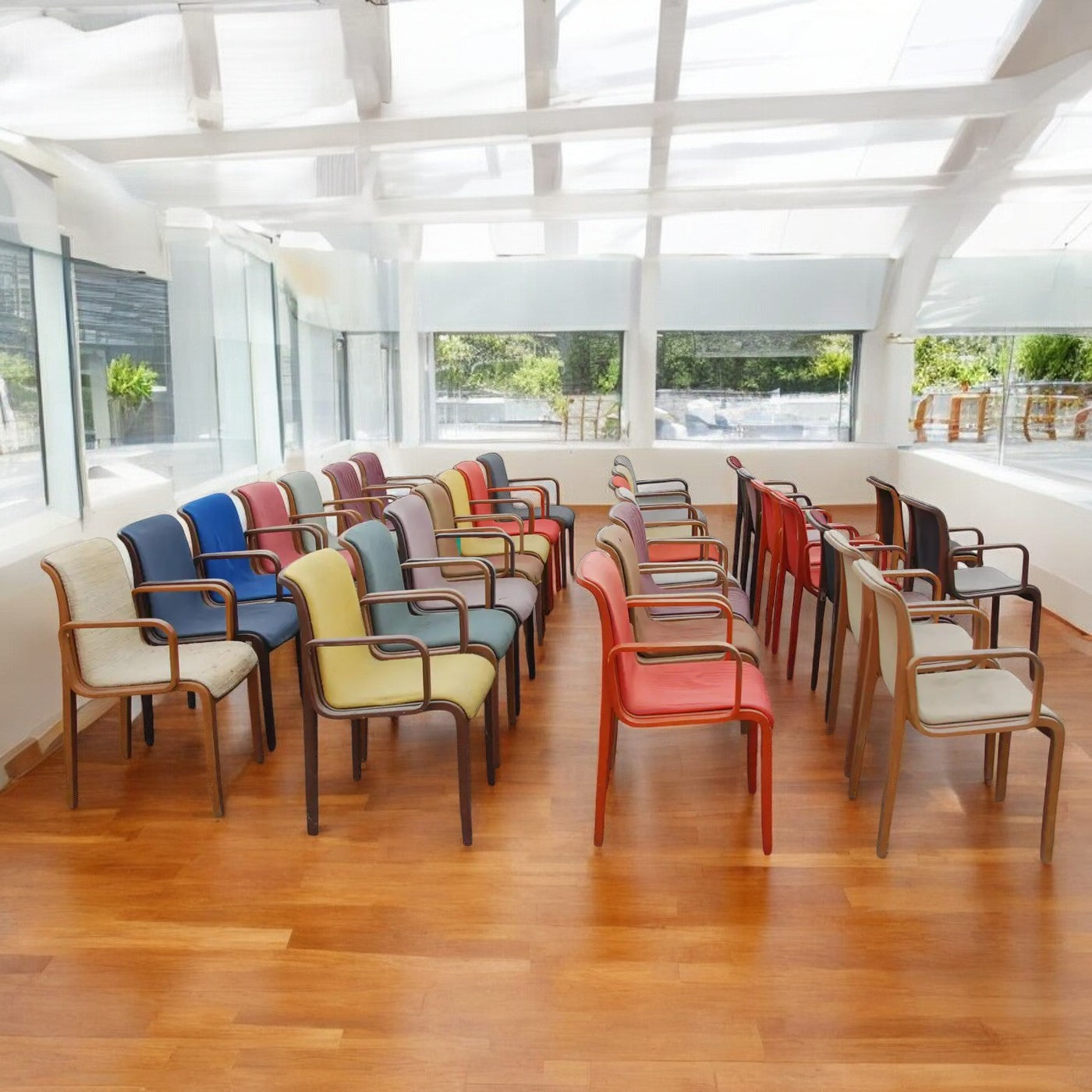 Knoll Stephens bent wood chair blue velvet