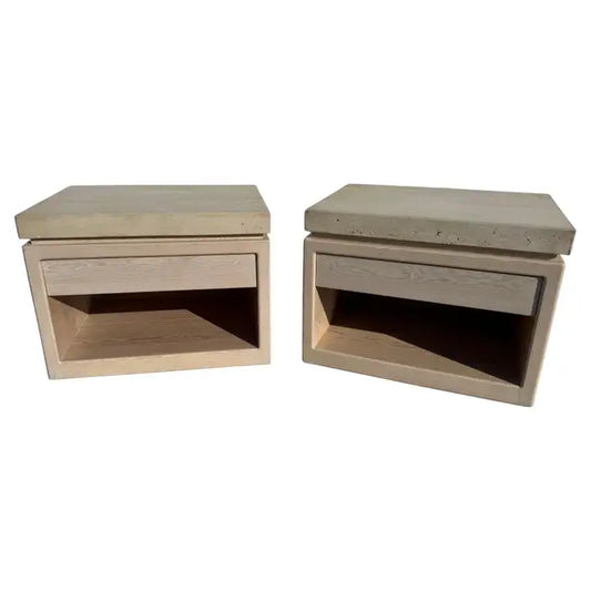 Kreiss travertine top nightstands
