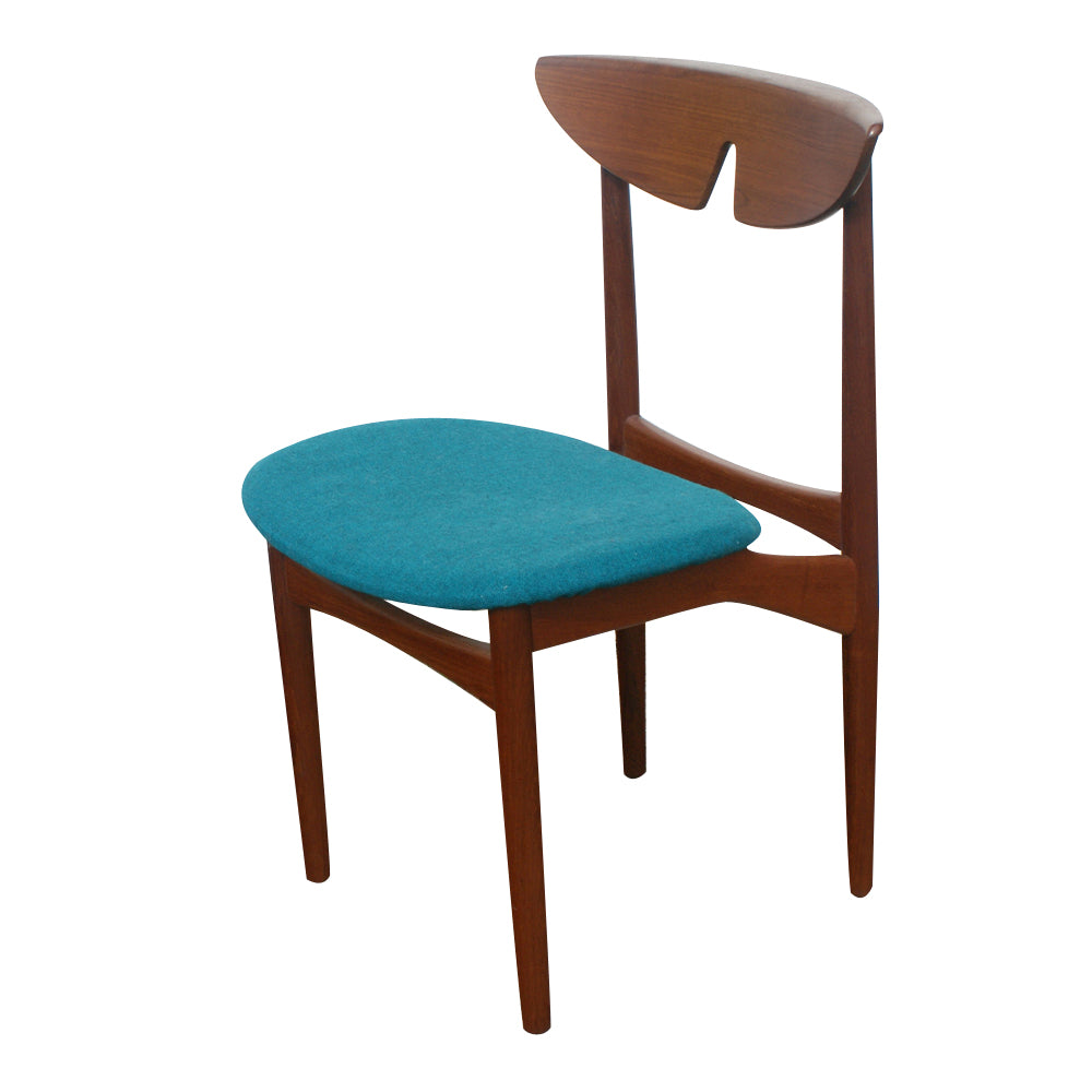 Kurt Ostervig Danish teak dining chair blue seat Metro Retro