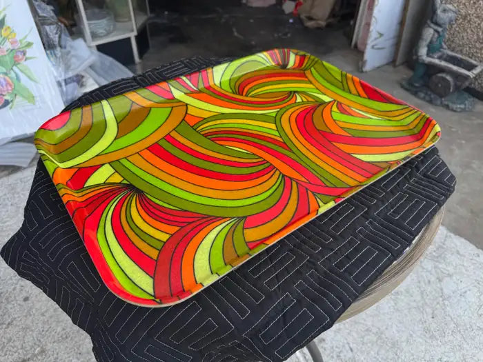 Vintage serving tray for cocktail and bar cart styling