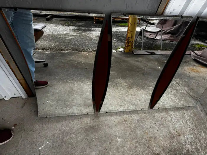 Vintage modern walnut mirror with clean lines