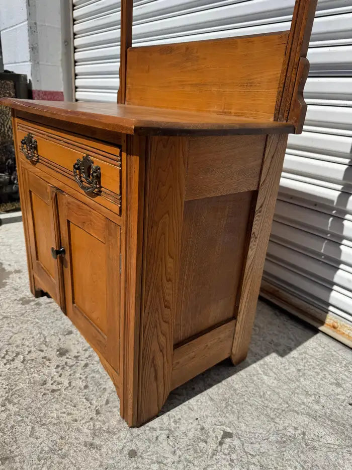 late 19th century walnut bathroom cabinet marble