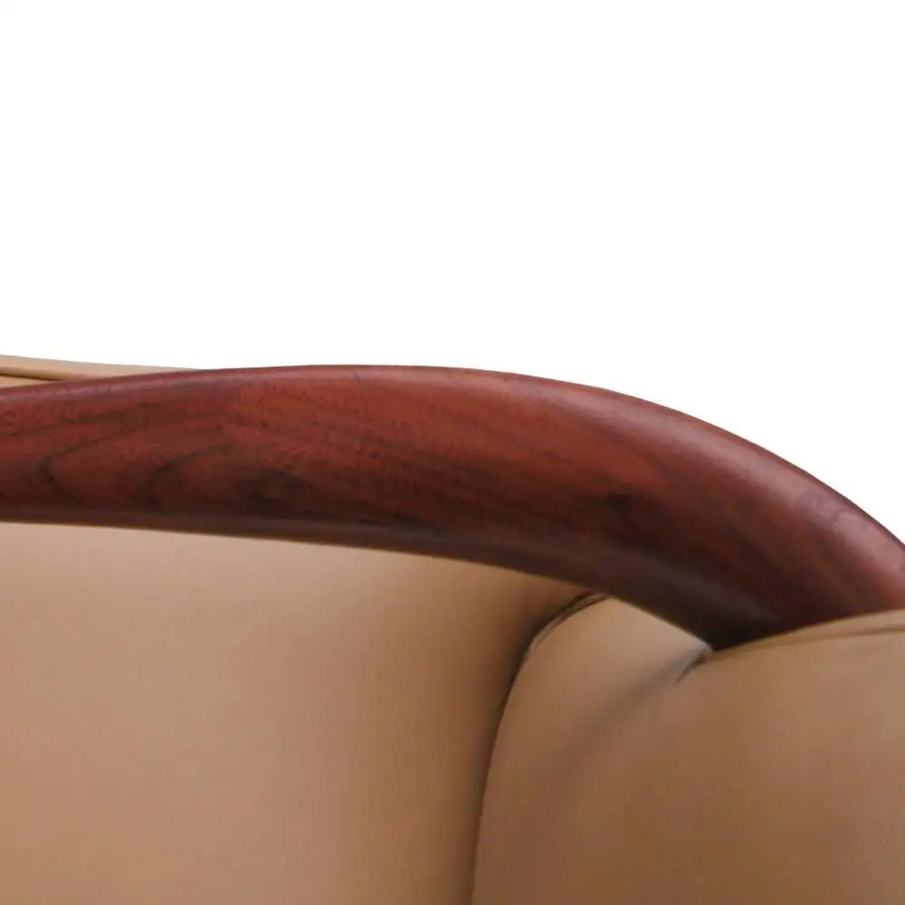 Curved wood Danish modern lounge armchair