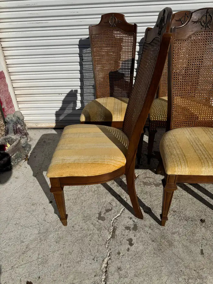 Lenoir Chair Company walnut chairs with brass ormolu